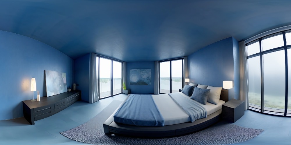 اللون الازرق في غرفة النوم